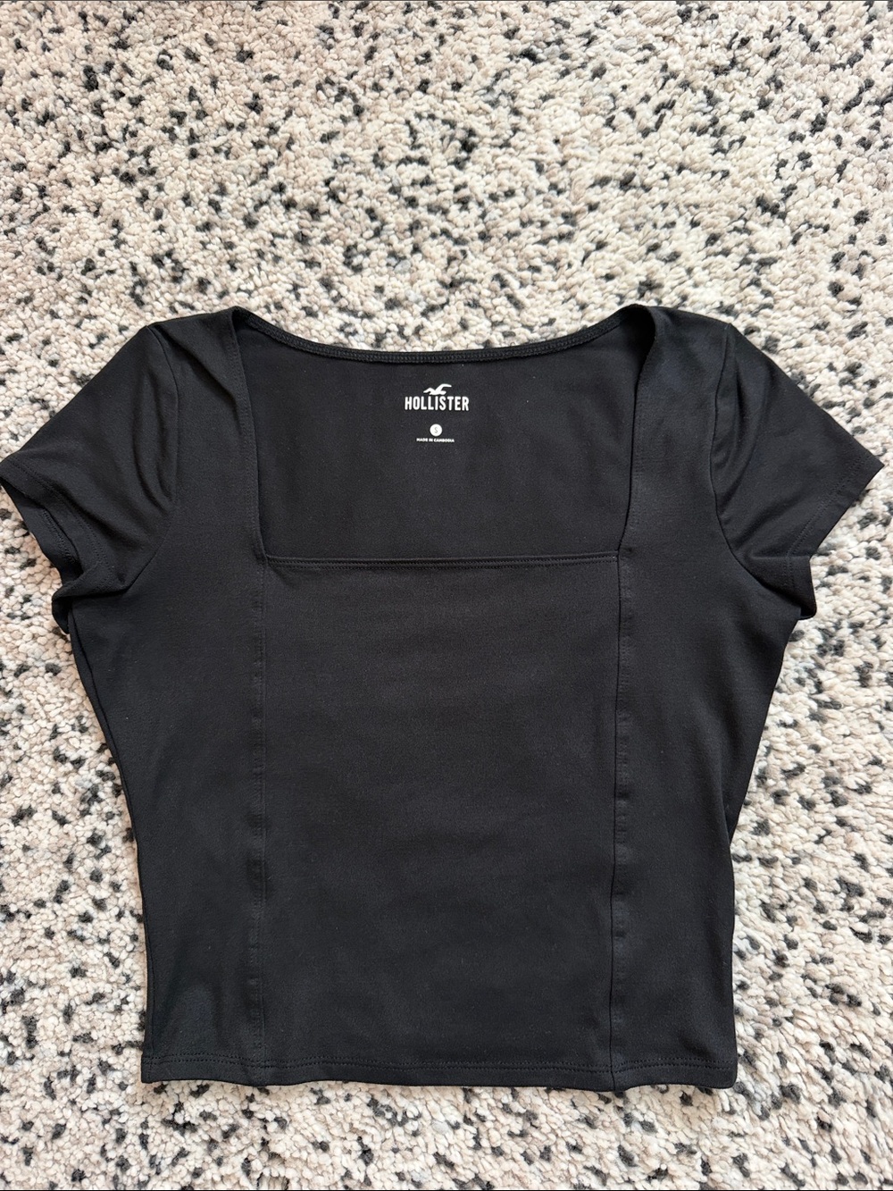 Hollister Square Neck Black Tee